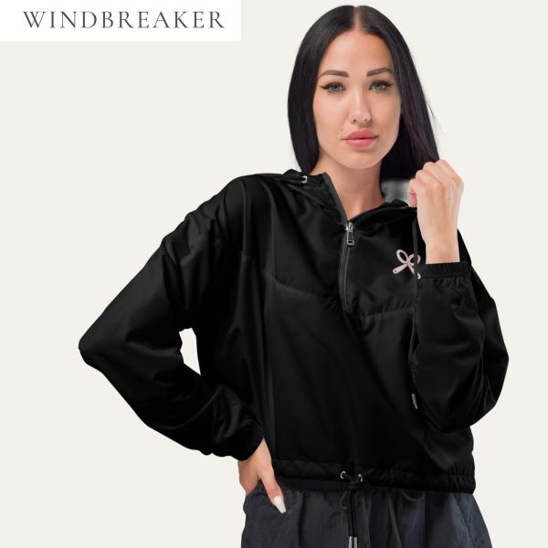 Collective Classic Women’s Cropped Black With Pink Logo Windbreaker