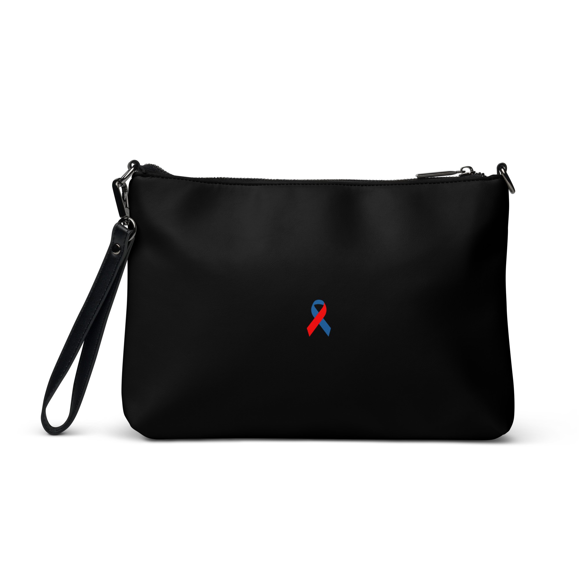 Red & Blue Awareness Ribbon Faux Leather Hand / Crossbody Bag - Image 3