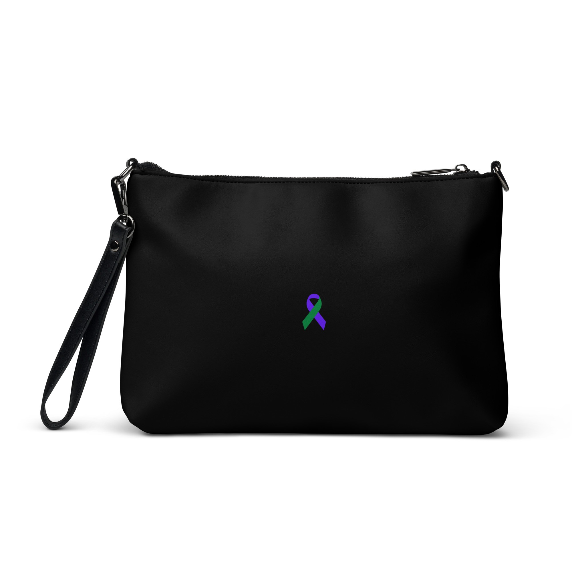 Blue & Green Awareness Ribbon Faux Leather Hand / Crossbody Bag - Image 4