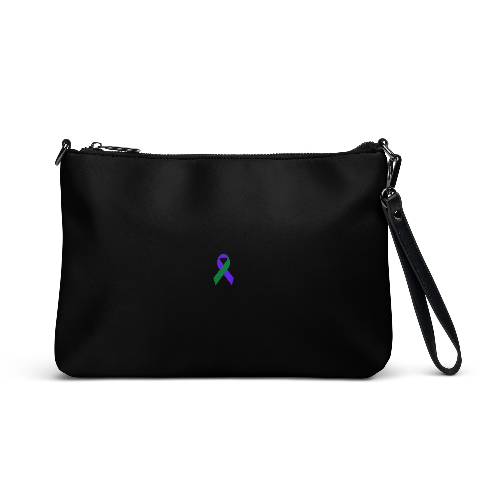 Blue & Green Awareness Ribbon Faux Leather Hand / Crossbody Bag - Image 2