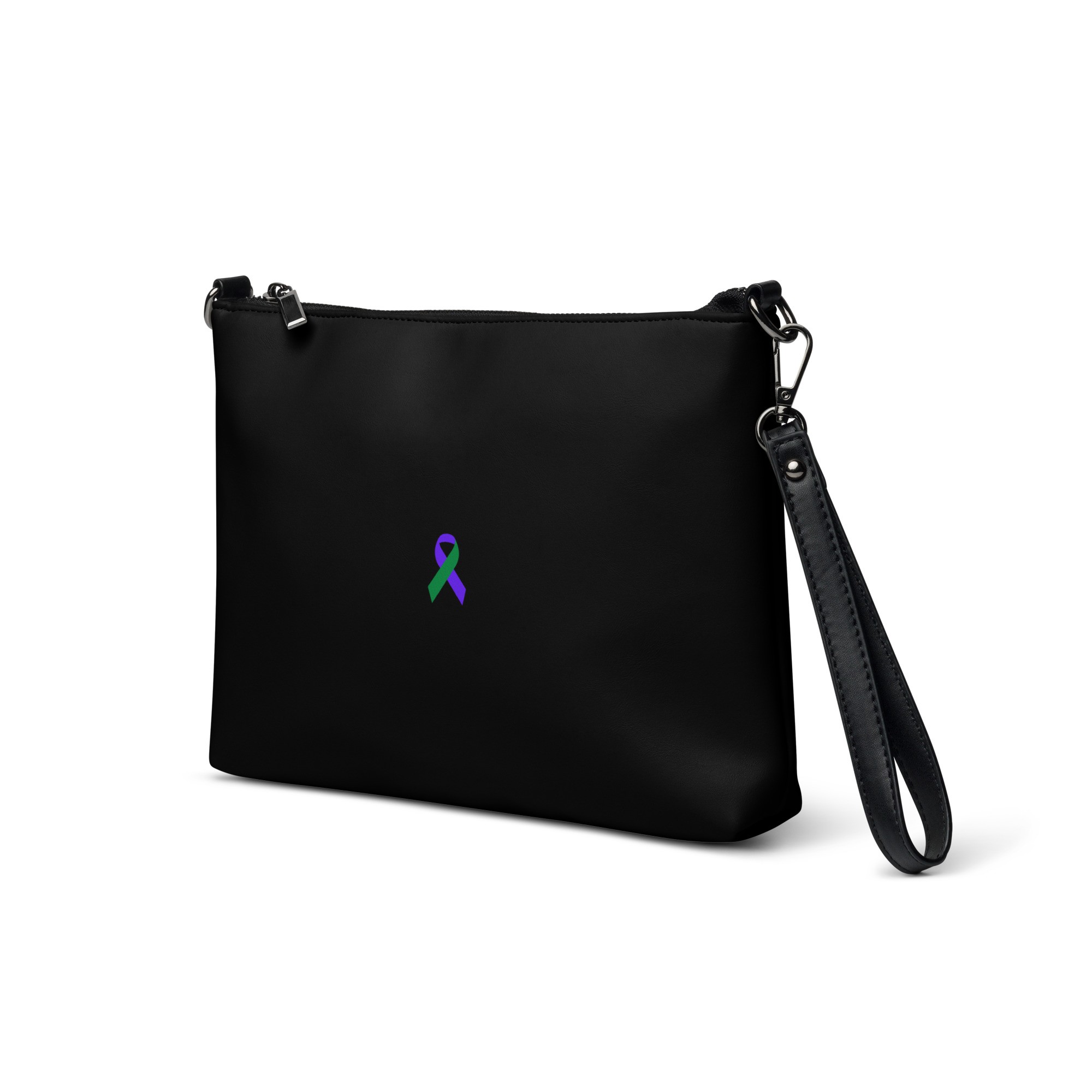 Blue & Green Awareness Ribbon Faux Leather Hand / Crossbody Bag - Image 3