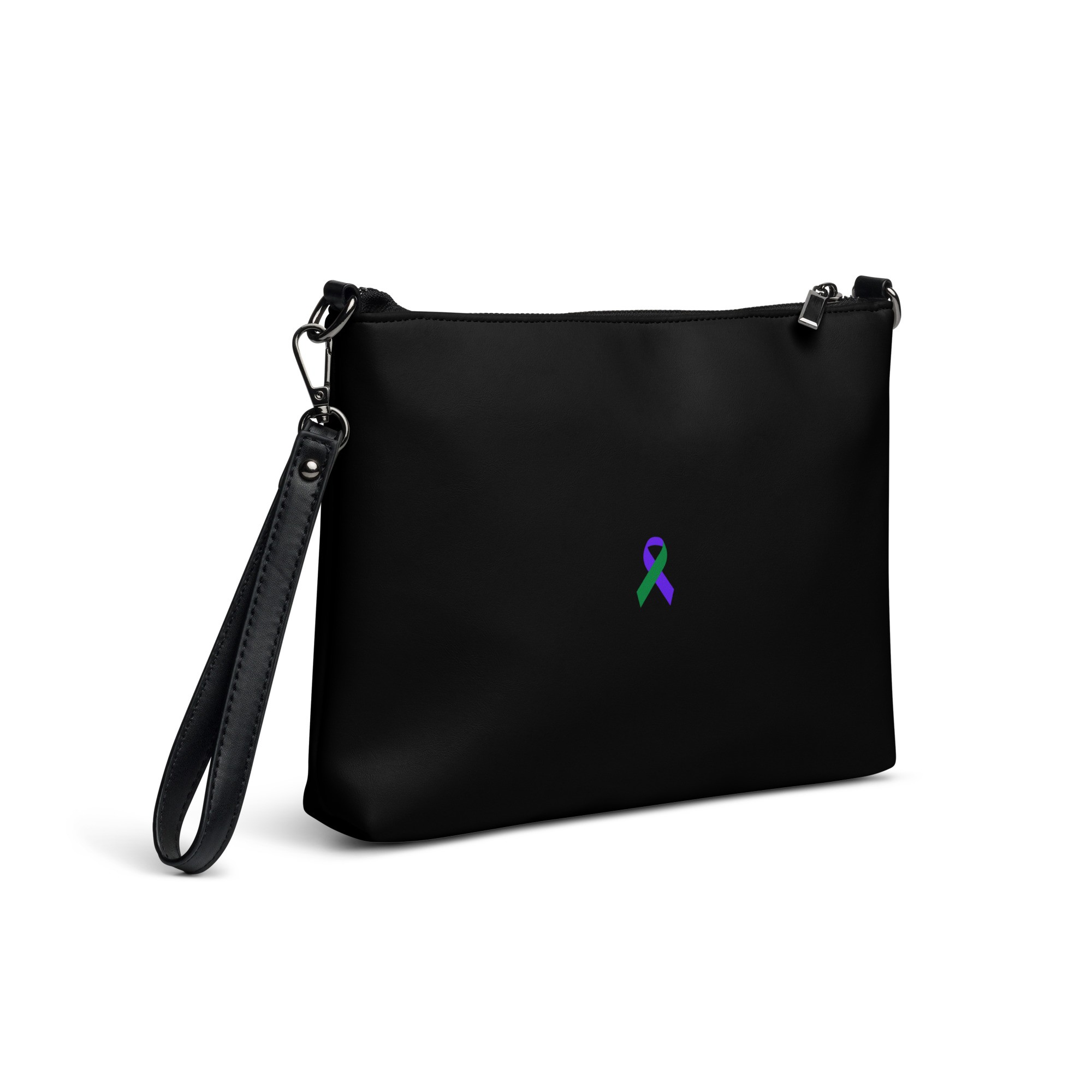 Blue & Green Awareness Ribbon Faux Leather Hand / Crossbody Bag - Image 5