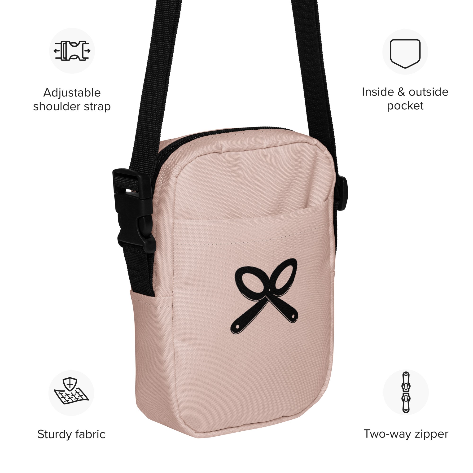 Collective Classic Logo In Black On Pink Utility Crossbody Bag - Image 3
