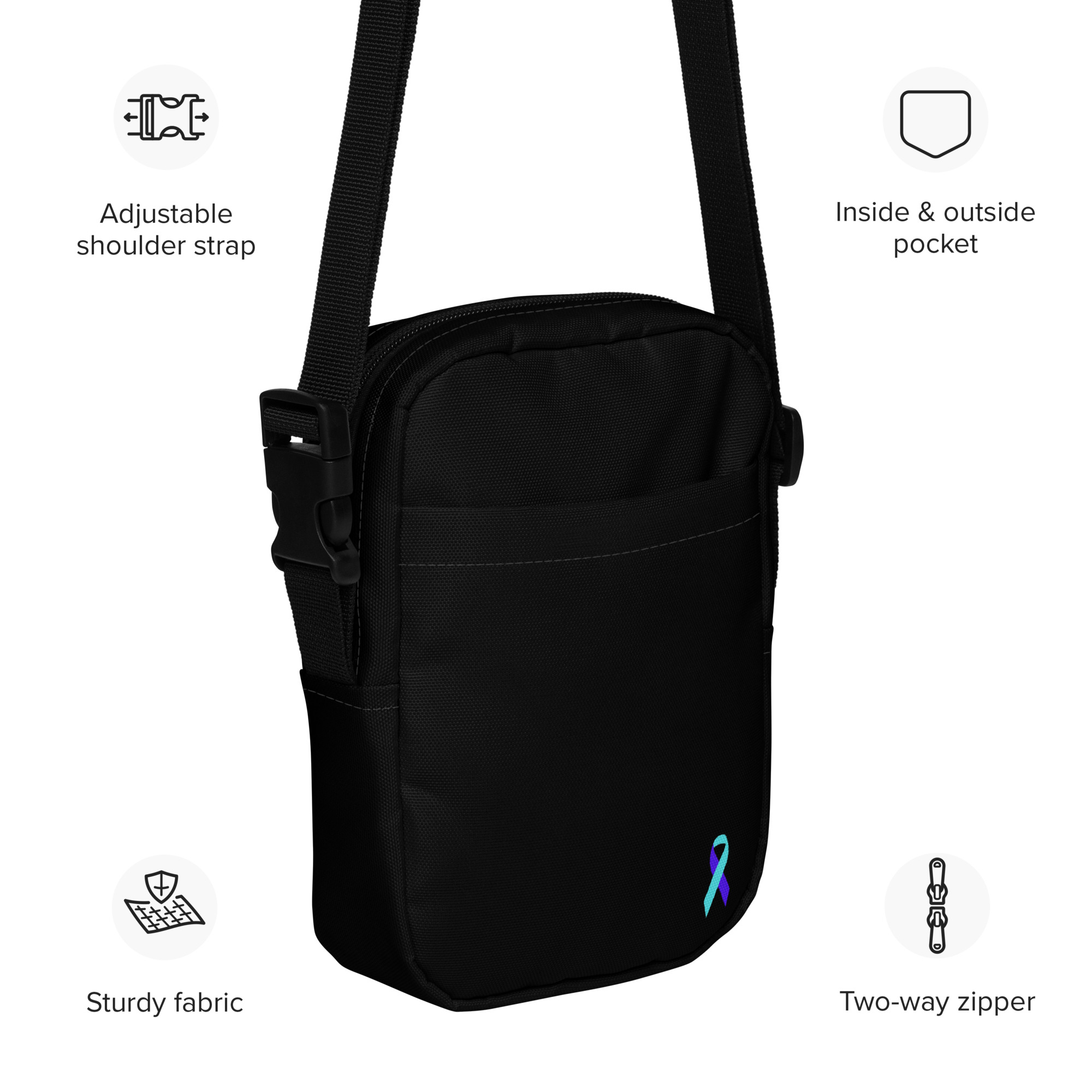 Light Blue & Blue Awareness Ribbon Utility Crossbody Bag - Image 3