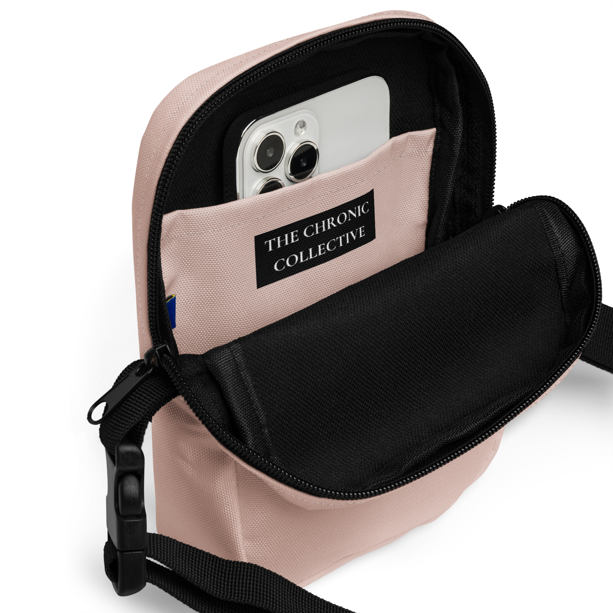 Collective Classic Logo In Black On Pink Utility Crossbody Bag - Image 5