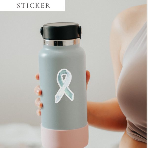 Pastel Teal & White Awareness Ribbon Sticker
