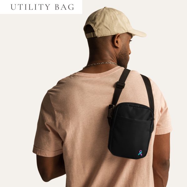 Teal & Purple Awareness Ribbon Utility Crossbody Bag