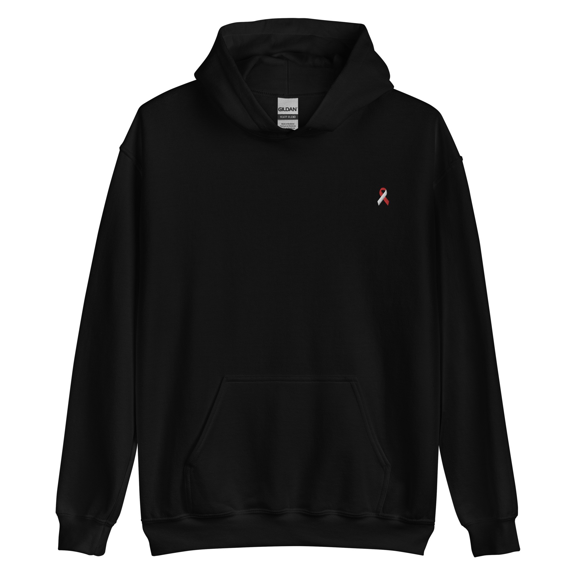 White & Red Awareness Ribbon Embroidered Hoodie - Image 2