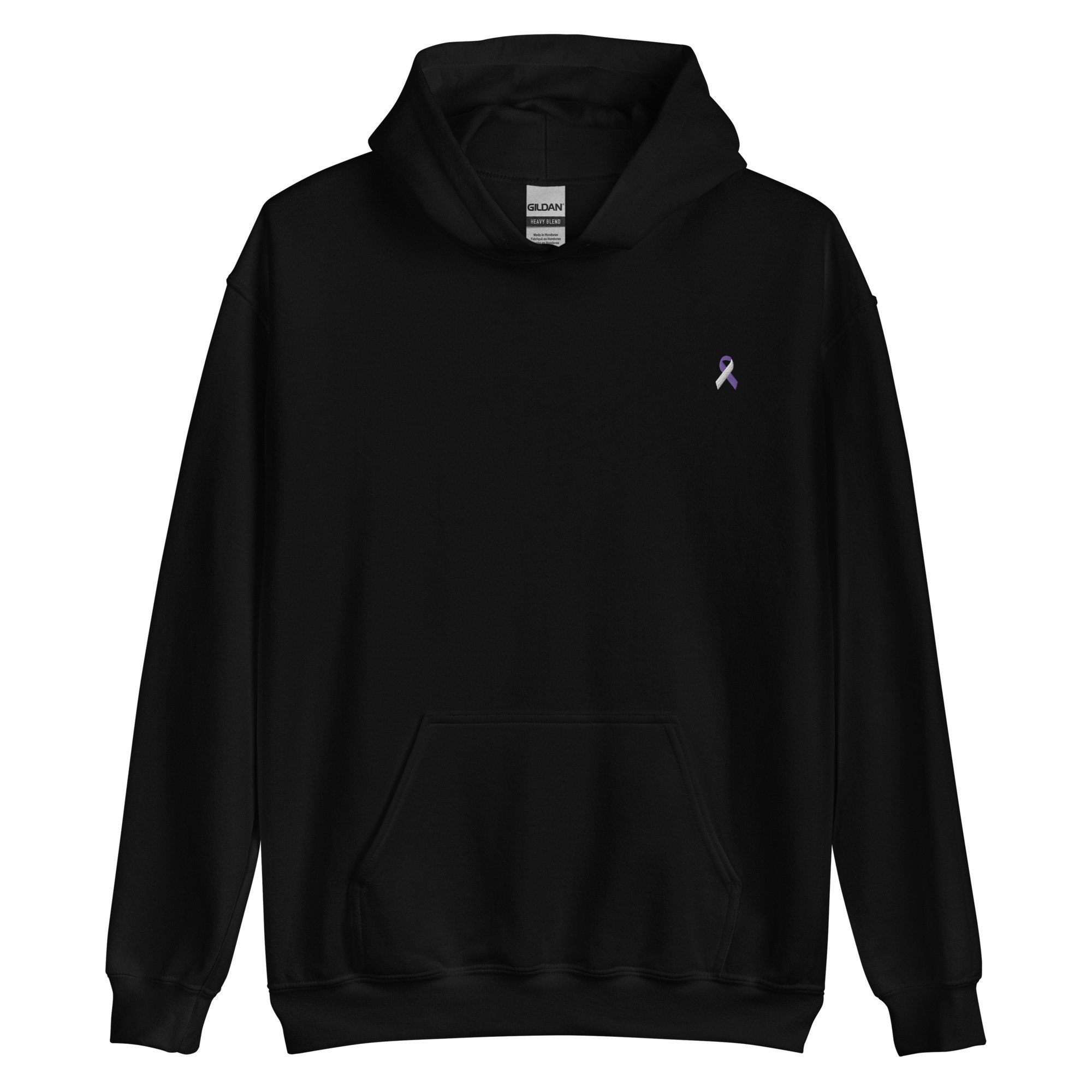 Purple & White Awareness Ribbon Embroidered Hoodie - Image 2