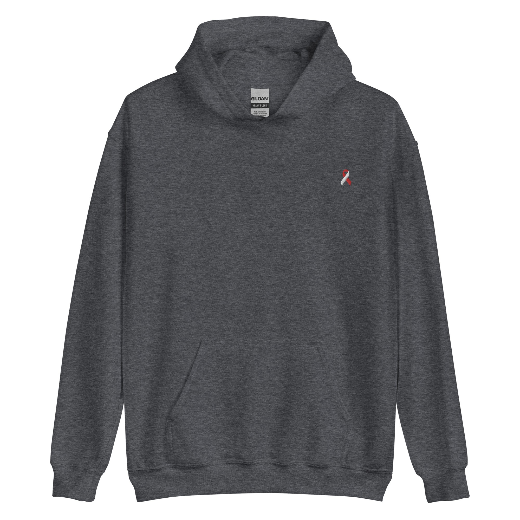 White & Red Awareness Ribbon Embroidered Hoodie - Image 4