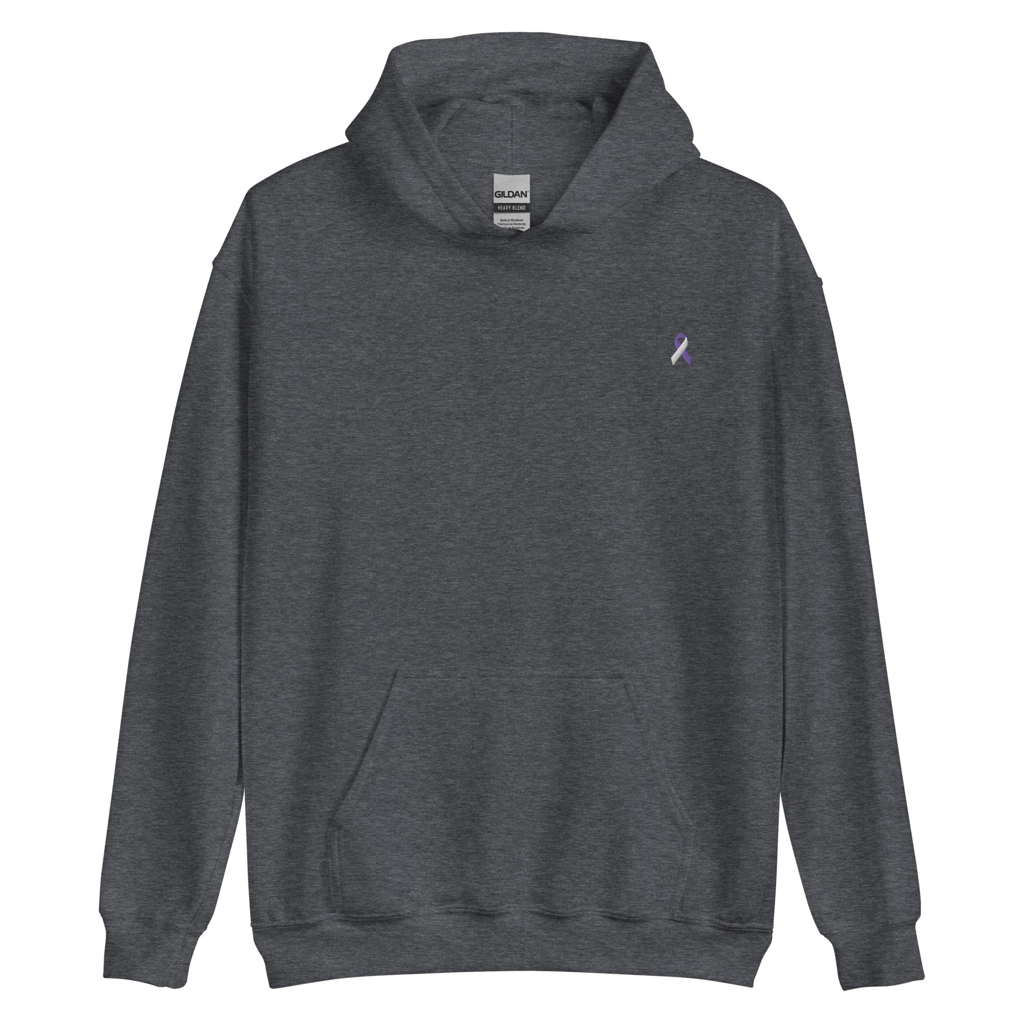 Purple & White Awareness Ribbon Embroidered Hoodie - Image 4
