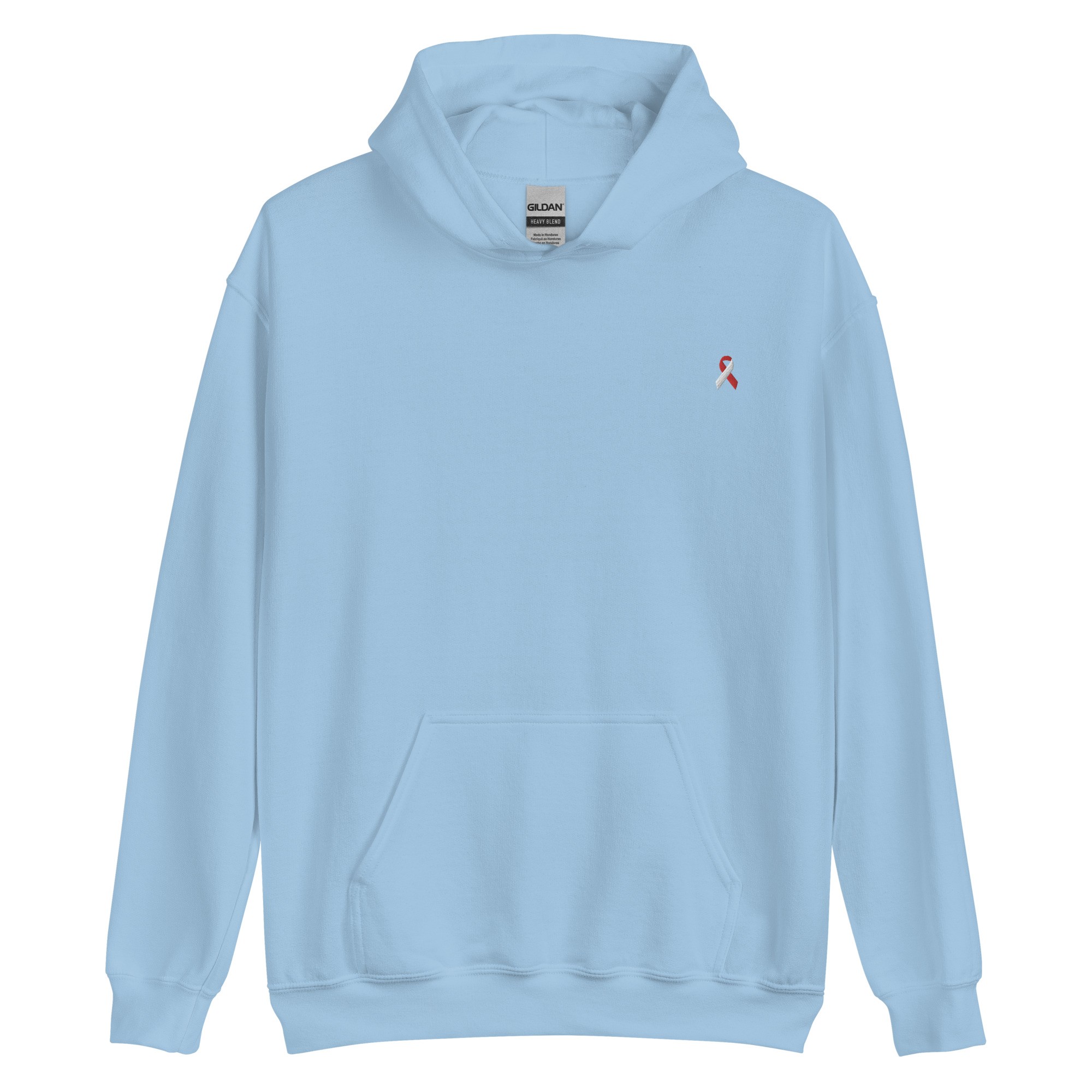 White & Red Awareness Ribbon Embroidered Hoodie - Image 7