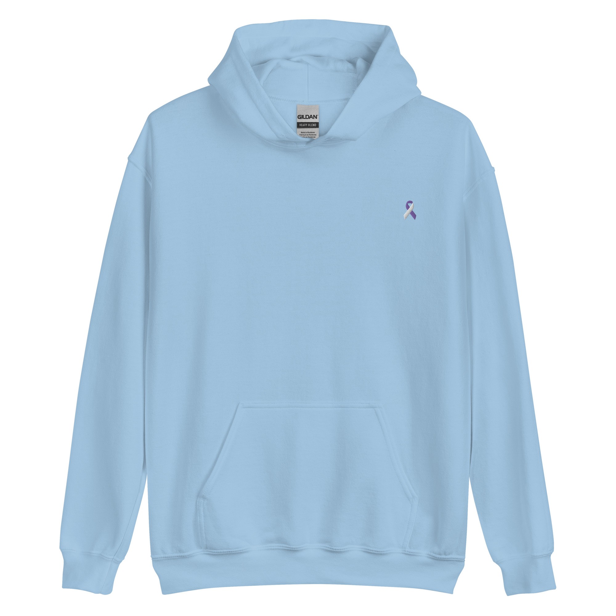 Purple & White Awareness Ribbon Embroidered Hoodie - Image 6
