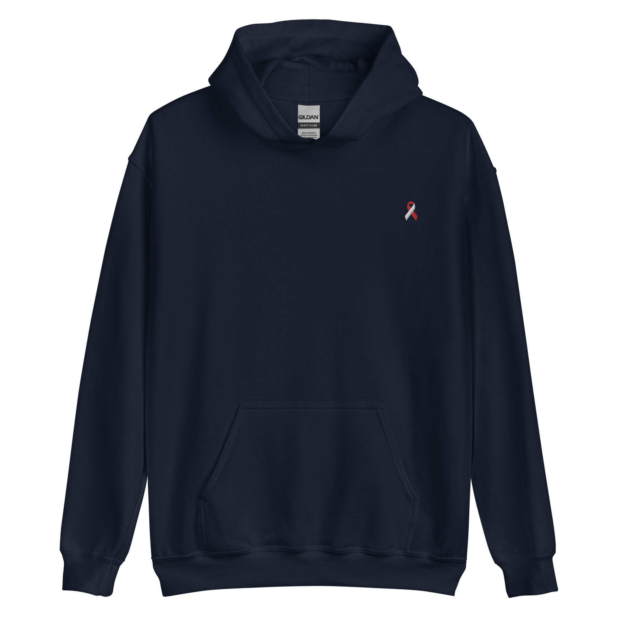 White & Red Awareness Ribbon Embroidered Hoodie - Image 3