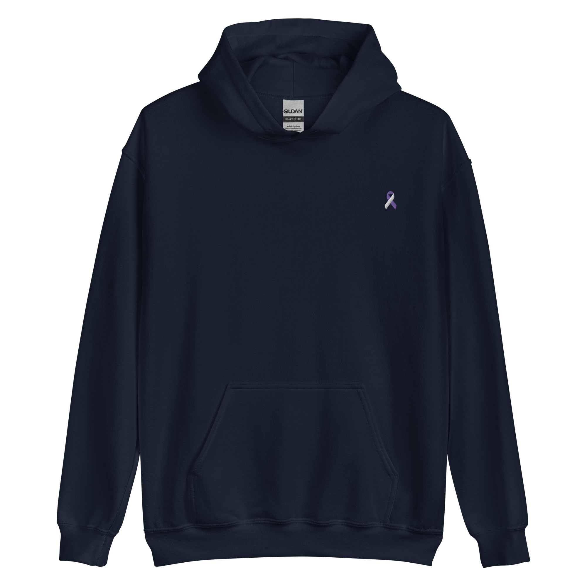 Purple & White Awareness Ribbon Embroidered Hoodie - Image 3