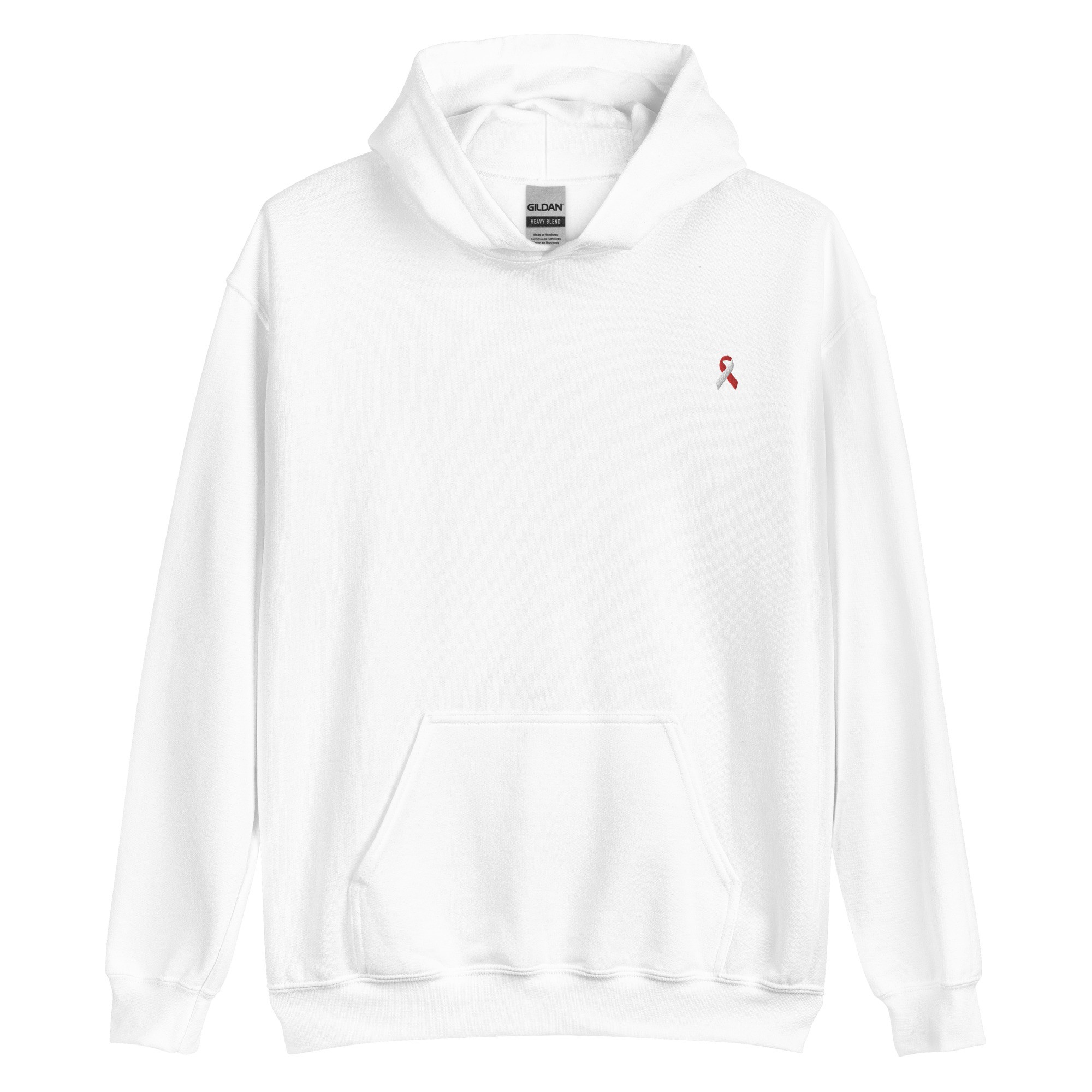 White & Red Awareness Ribbon Embroidered Hoodie - Image 8