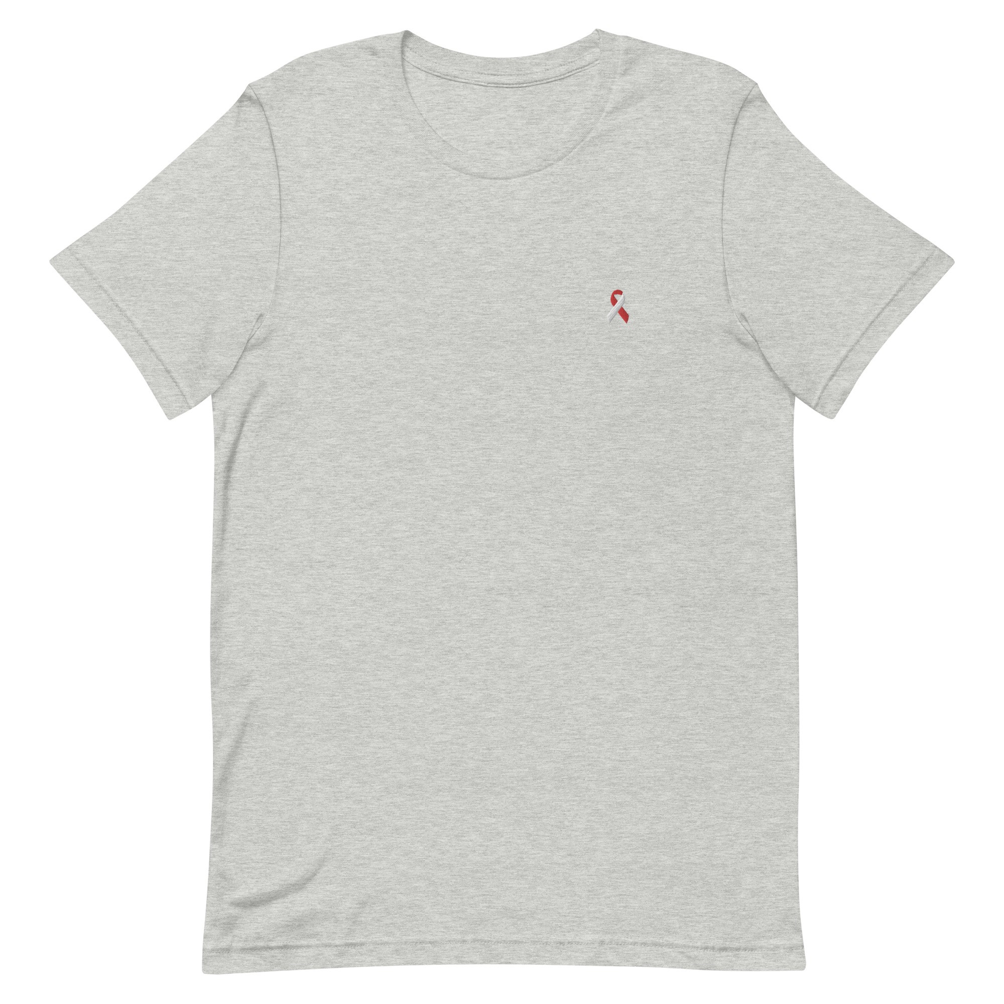 White & Red Awareness Ribbon Embroidered T-Shirt - Image 10