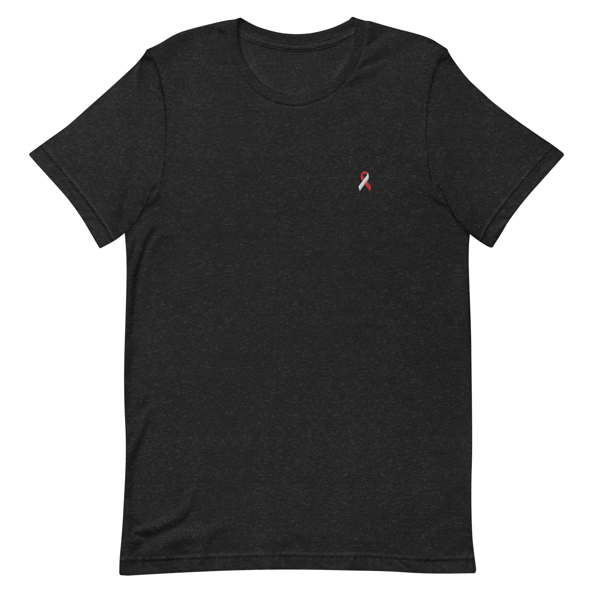 White & Red Awareness Ribbon Embroidered T-Shirt - Image 2
