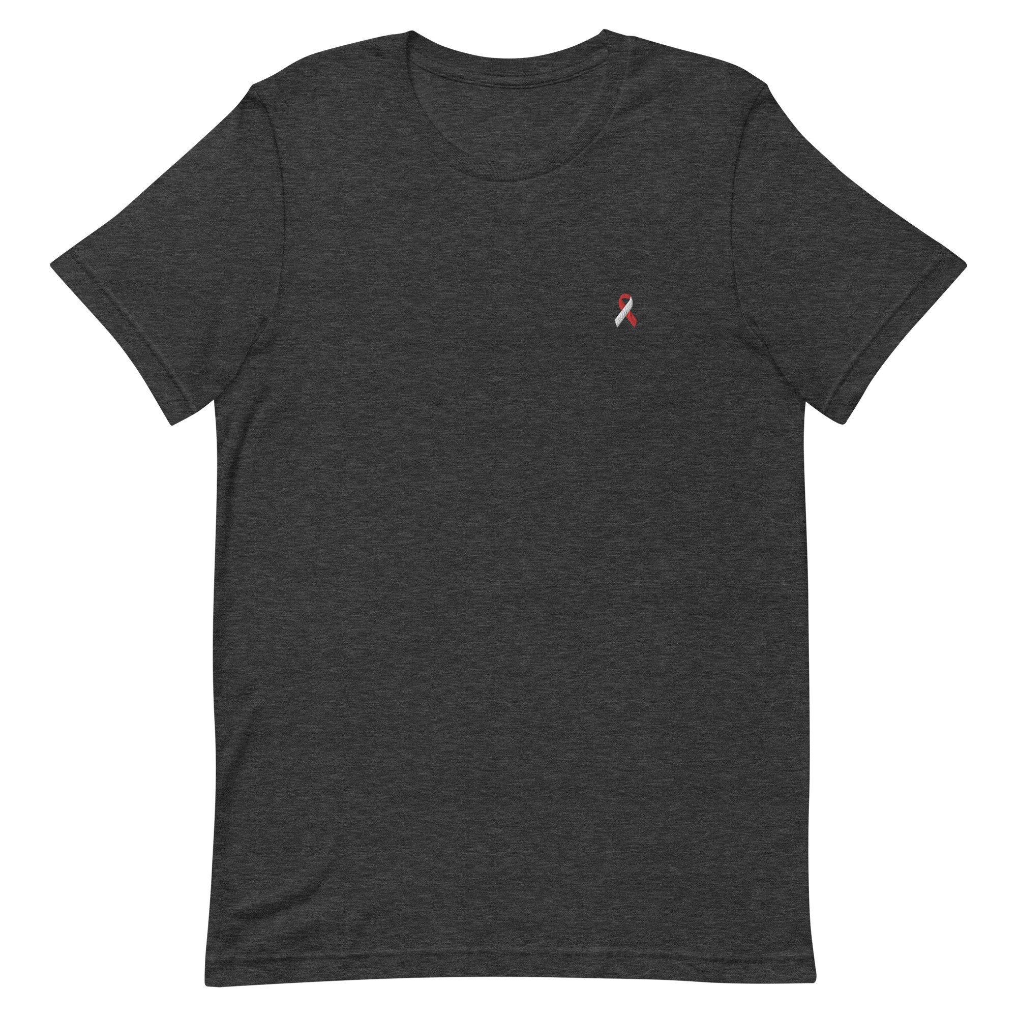 White & Red Awareness Ribbon Embroidered T-Shirt - Image 3