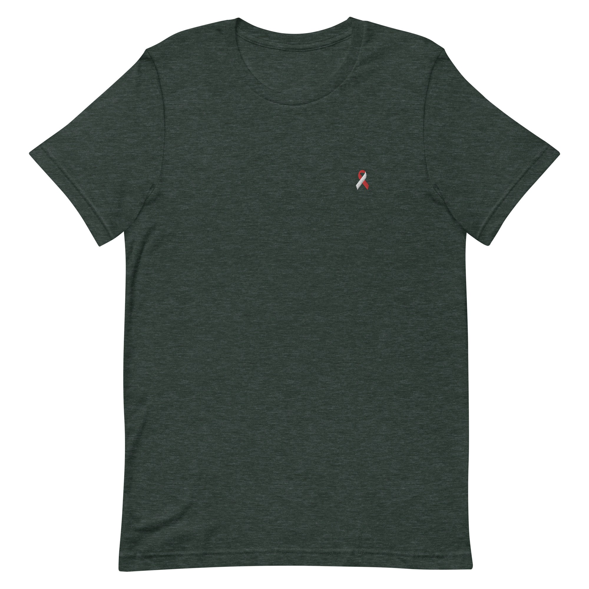 White & Red Awareness Ribbon Embroidered T-Shirt - Image 5