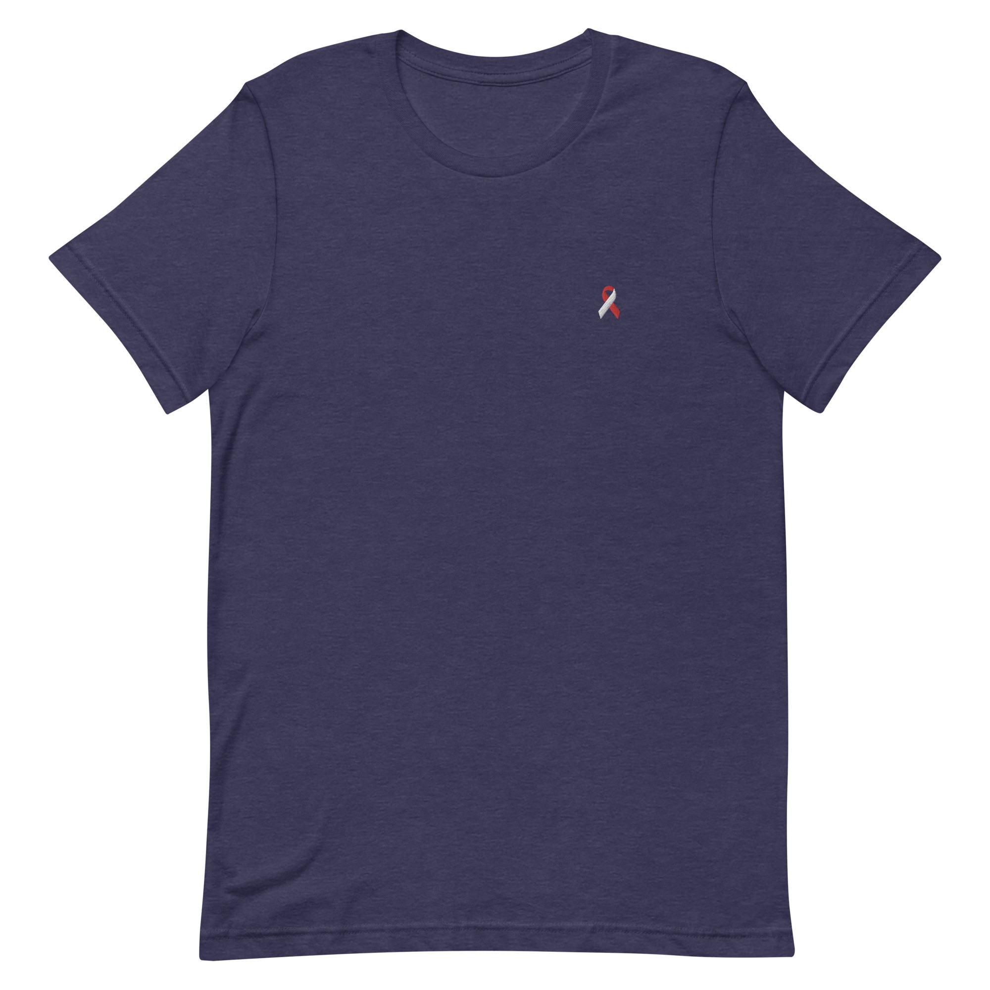 White & Red Awareness Ribbon Embroidered T-Shirt - Image 4