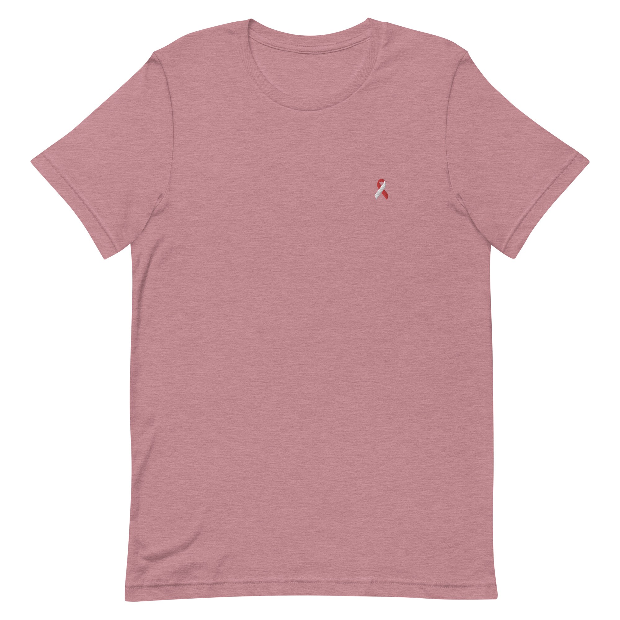 White & Red Awareness Ribbon Embroidered T-Shirt - Image 7