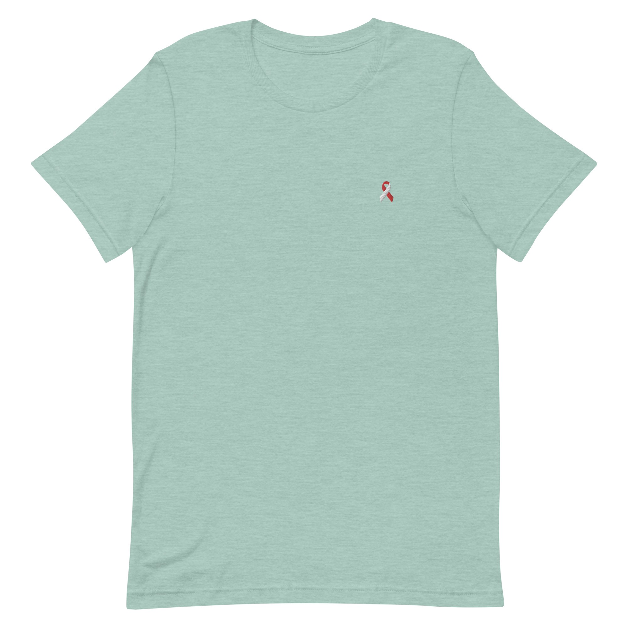 White & Red Awareness Ribbon Embroidered T-Shirt - Image 8