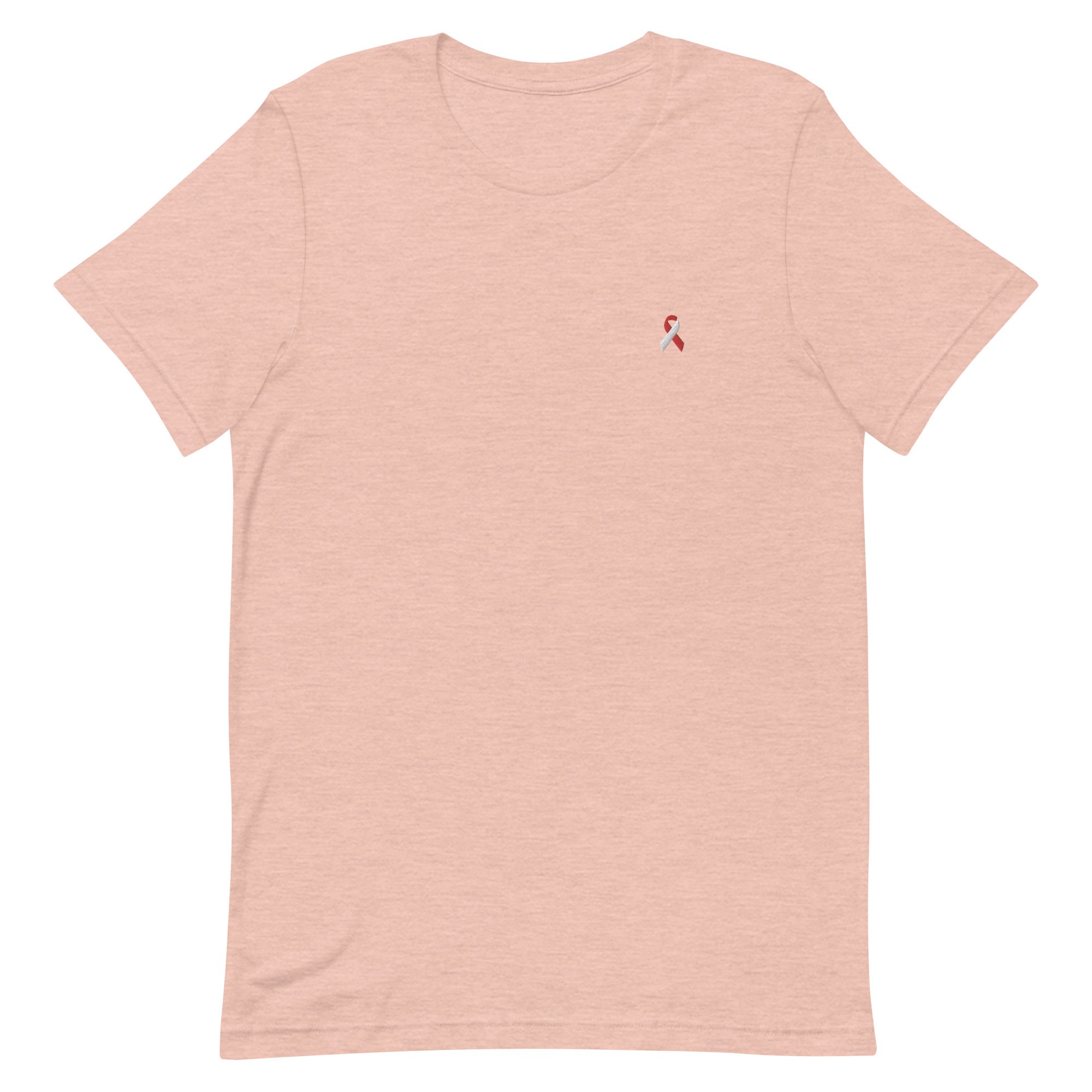 White & Red Awareness Ribbon Embroidered T-Shirt - Image 9