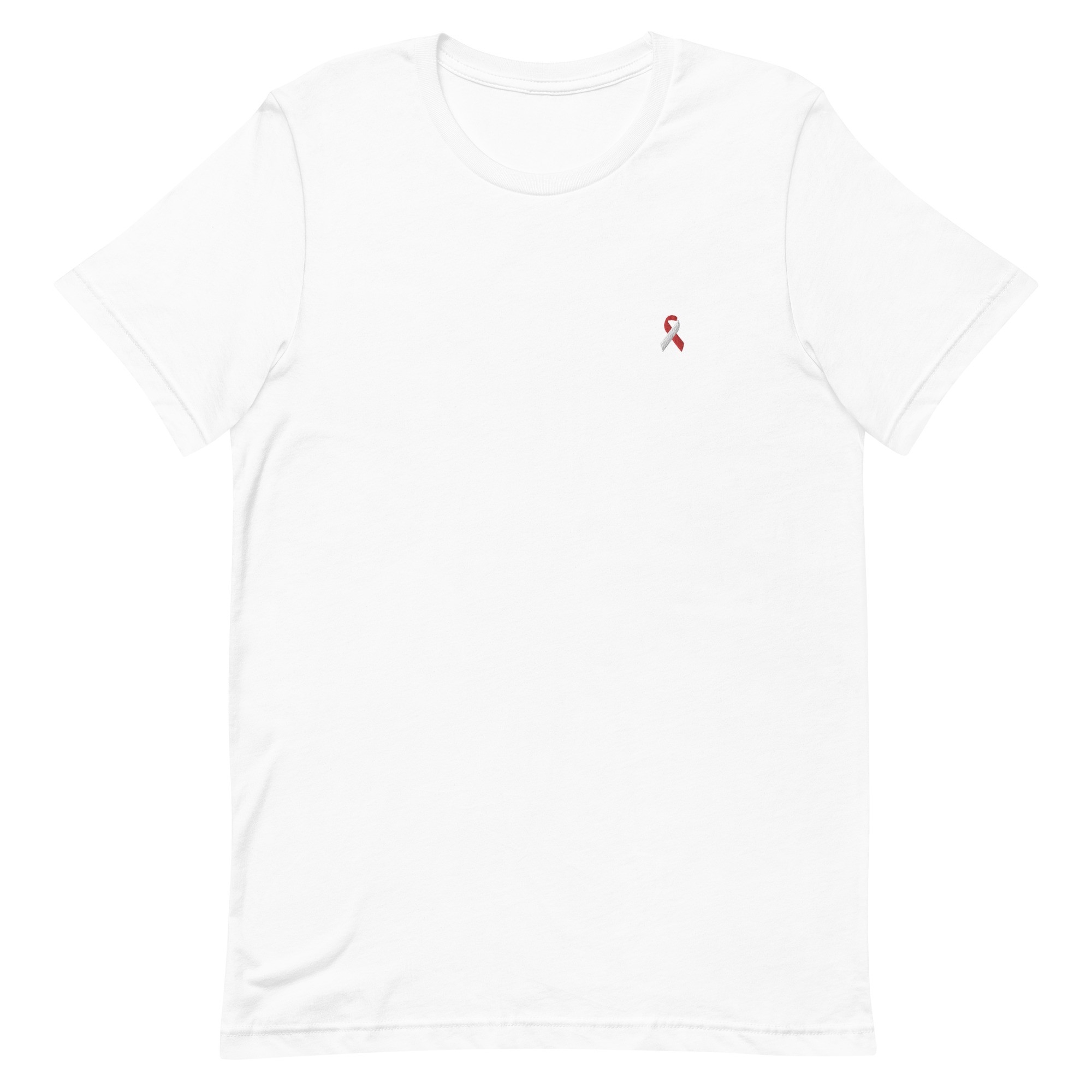 White & Red Awareness Ribbon Embroidered T-Shirt - Image 12