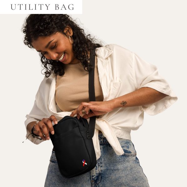 White, Red & Blue Awareness Ribbon Utility Crossbody Bag