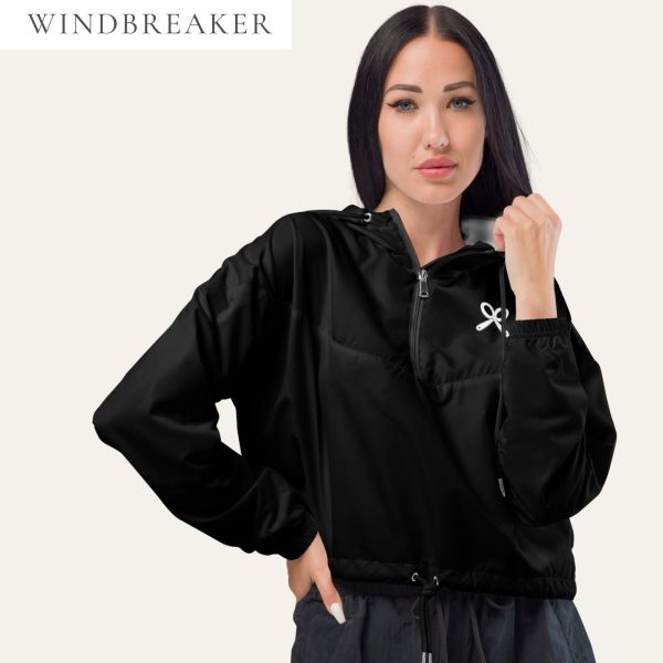 Collective Classic Women’s Cropped Black With White Logo Windbreaker