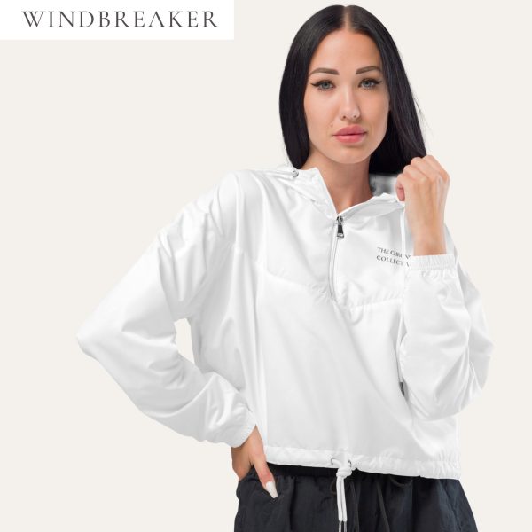 Collective Classic Women’s Cropped White With Black "The Chronic Collective" Windbreaker