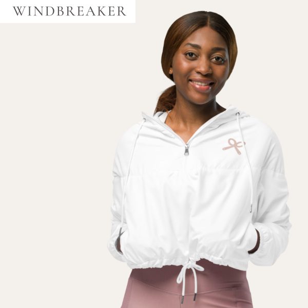 Collective Classic Women’s Cropped White With Pink Logo Windbreaker