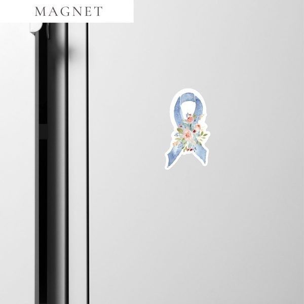 Pastel Floral Blue Awareness Ribbon Magnet