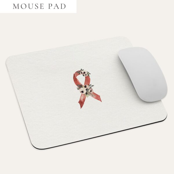 Pastel Floral Burgundy Awareness Ribbon Mouse Pad In Beige
