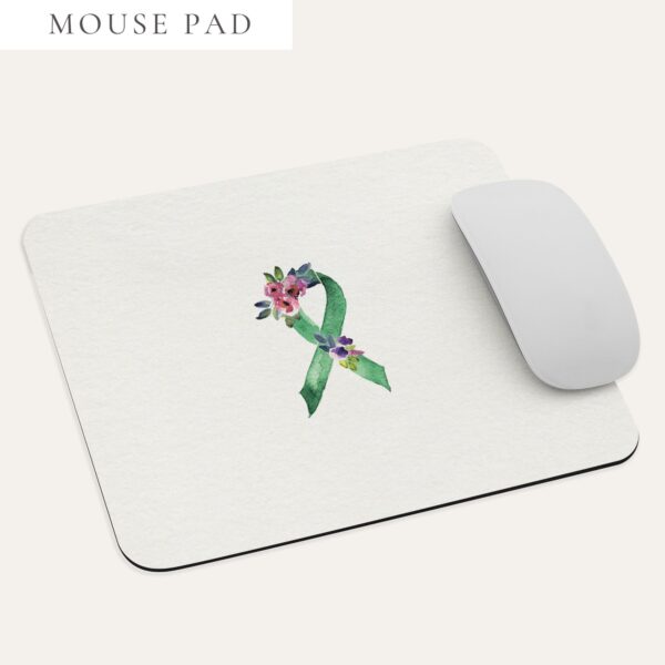 Pastel Floral Green Awareness Ribbon Mouse Pad In Beige