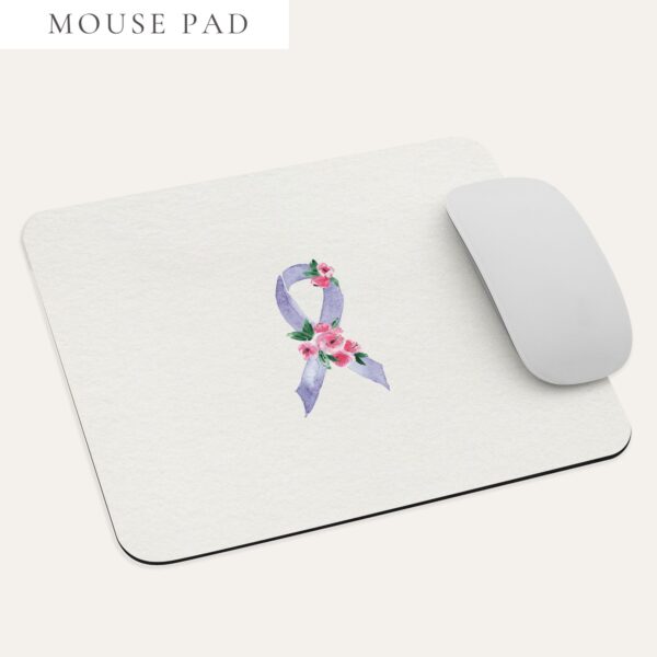 Pastel Floral Lavender Awareness Ribbon Ribbon Mouse Pad In Beige