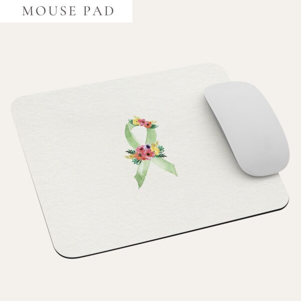 Pastel Floral Lime Green Awareness Ribbon Mouse Pad In Beige