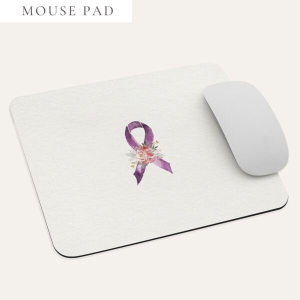 Pastel Floral Purple Awareness Ribbon Mouse Pad In Beige