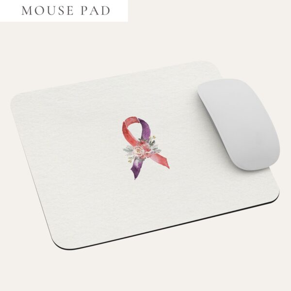 Pastel Floral Purple & Red Awareness Ribbon Mouse Pad In Beige