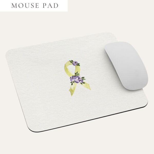 Pastel Floral Yellow Awareness Ribbon Mouse Pad In Beige