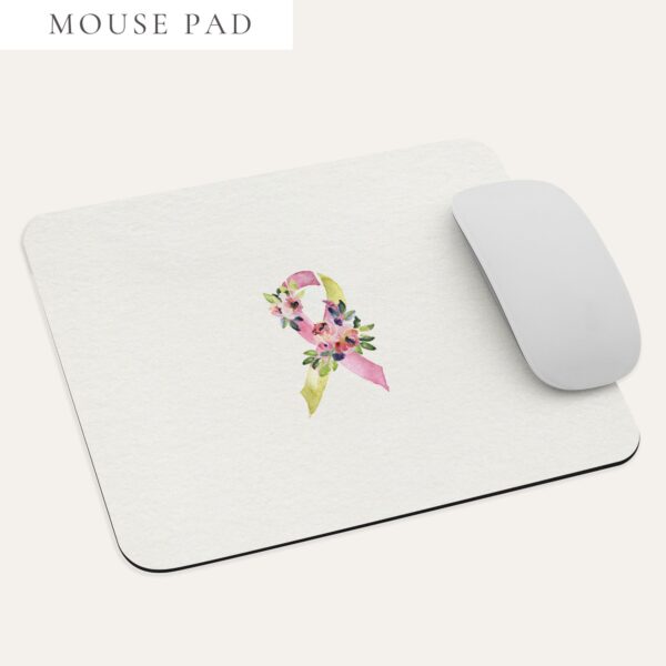 Pastel Floral Yellow & Pink Awareness Ribbon Mouse Pad In Beige