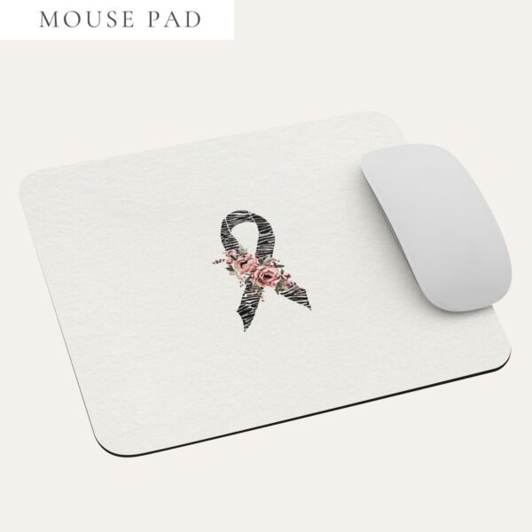 Pastel Floral Zebra Awareness Ribbon Mouse Pad In Beige