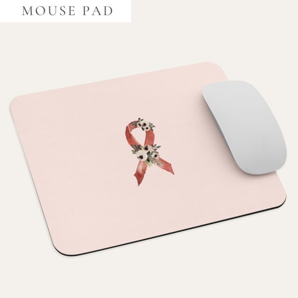 Pastel Floral Burgundy Awareness Ribbon Mouse Pad In Pink