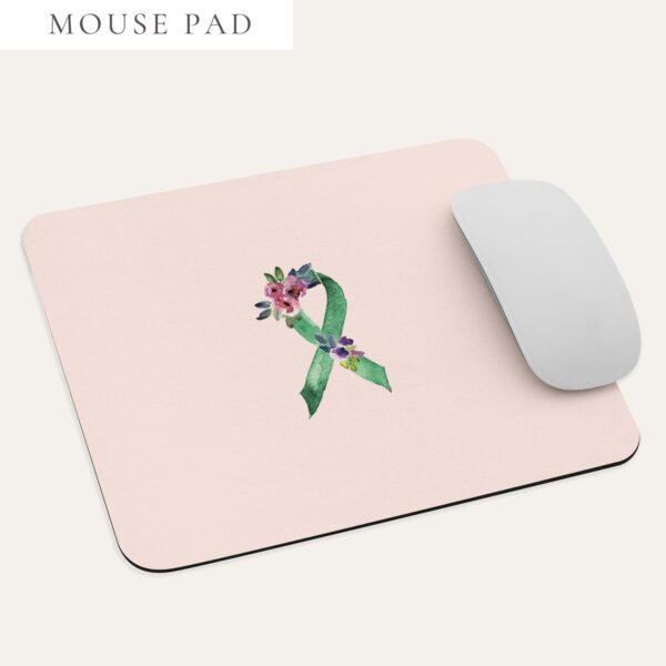 Pastel Floral Green Awareness Ribbon Mouse Pad In Pink