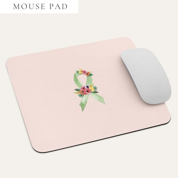 Pastel Floral Lime Green Awareness Ribbon Mouse Pad In Pink