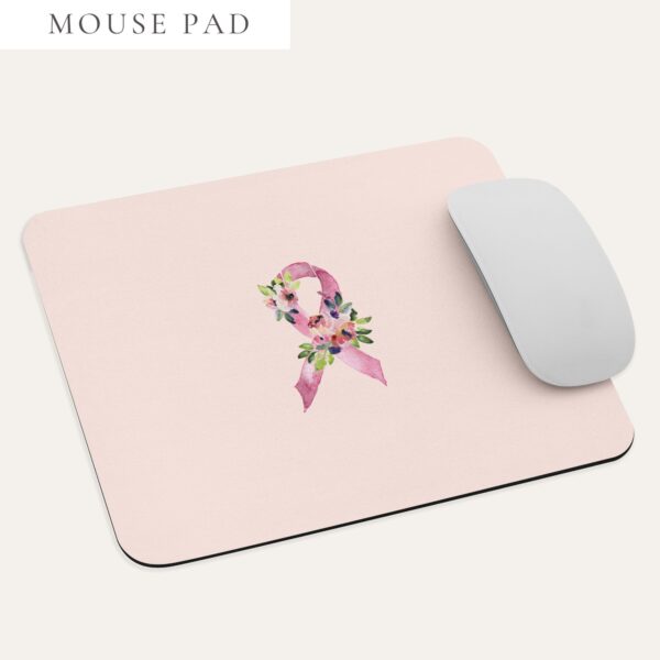 Pastel Floral Pink Awareness Ribbon Mouse Pad In Pink