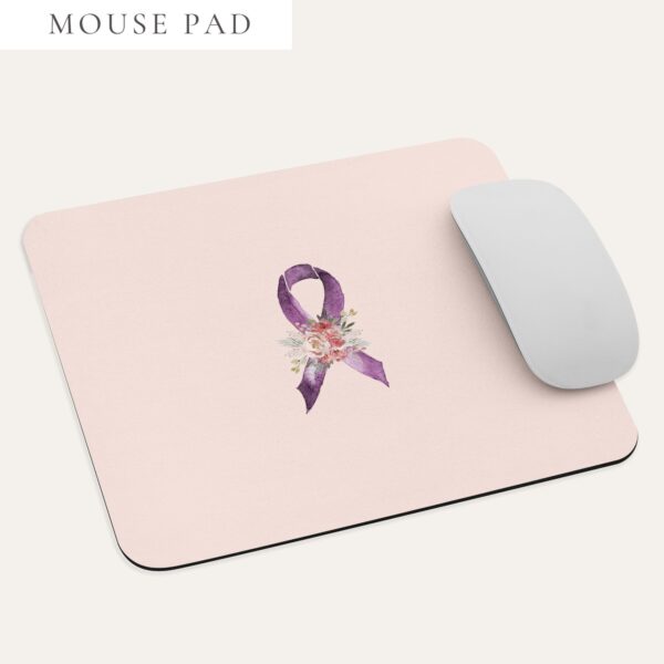 Pastel Floral Purple Awareness Ribbon Mouse Pad In Pink