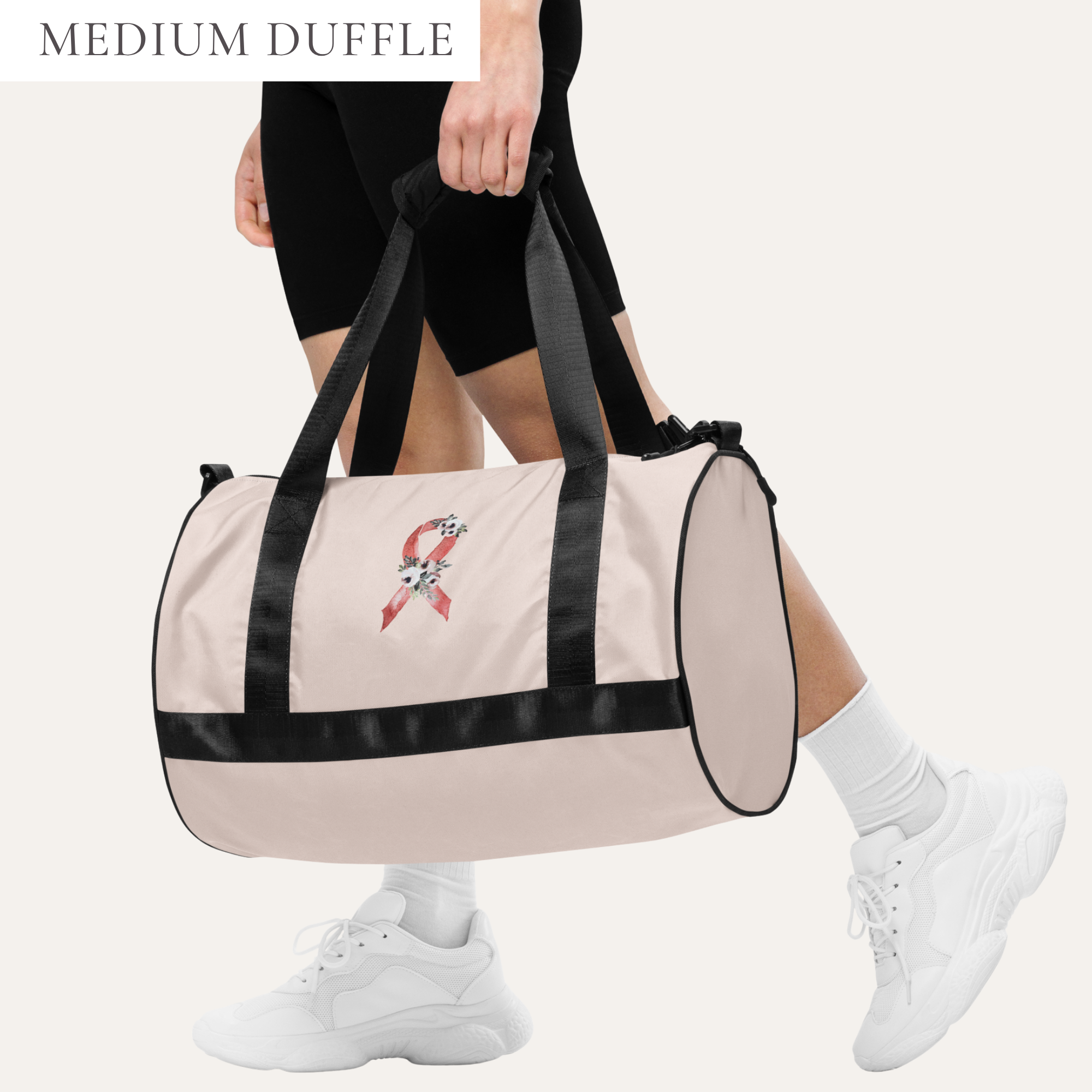Pastel Floral Red Awareness Ribbon Medium Gym / Duffle Bag