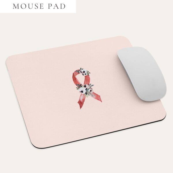 Pastel Floral Red Awareness Ribbon Mouse Pad In Pink